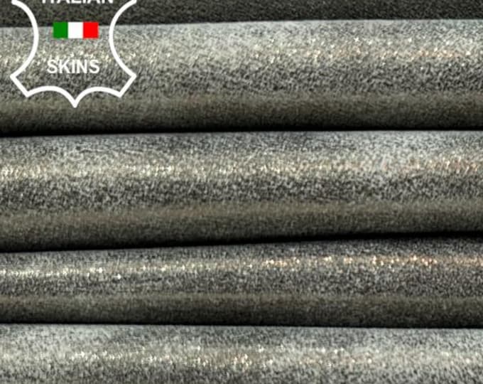 METALLIC PEWTER SHIMMER Distressed Soft Italian Goatskin Goat leather pack 2 hides skins total 9+sqf 0.8mm #C5928