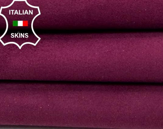 Delivered Duty paid - WINE SUEDE Soft Italian Goat leather skin 3+sqf 0.9mm #C7746