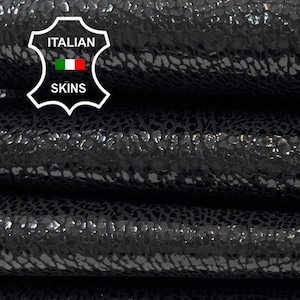 BLACK SHINY CRISTAL Print On Thick Italian Goatskin Goat Leather pack 2 hides skins total 8sqf 1.3mm #C1912