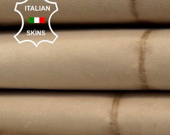 Delivered Duty Paid-UNDYED BEIGE CROCODILE Embossed Waxy Large Scale Italian Lambskin Lamb leather skin 6+sqf 0.9mm #C6633