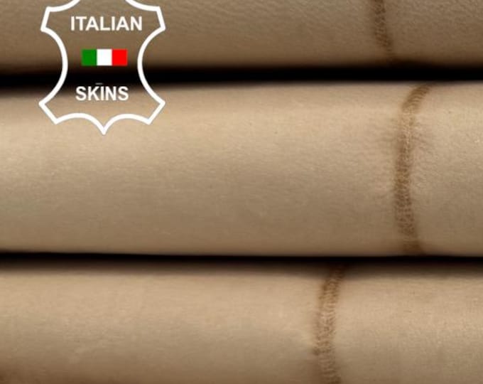 Delivered Duty Paid-UNDYED BEIGE CROCODILE Embossed Waxy Large Scale Italian Lambskin Lamb leather skin 6+sqf 0.9mm #C6633