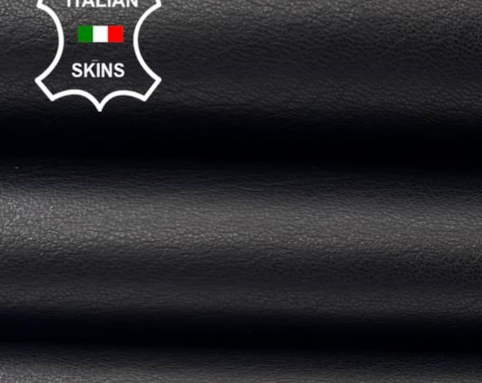 BLACK NATURAL GRAIN Soft Italian Lamb leather skin 5sqf 0.8mm #C7088