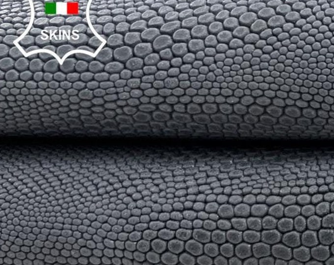 GREY REPTILE TEXTURED Print Embossed On Thick Strong Italian Goatskin Goat Leather hide hides skin skins 4+sqf 1.2mm #C1916