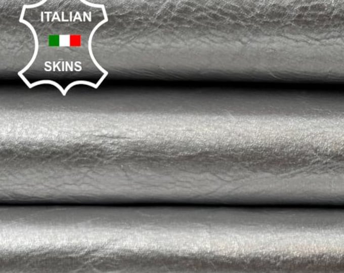 METALLIC SILVER CRINKLED Italian Goatskin Goat Leather hide hides skin skins 5sqf 0.7mm #C6199
