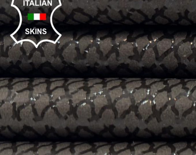 OLIVE ARMY SHINY Reptile Print On Thin Soft Italian Lambskin Sheep Lamb leather hide hides skin skins 5+sqf 0.5mm #C6222