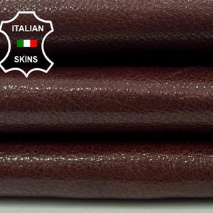 BURGUNDY ANTIQUED SHINY Rough Vegetable Tan Italian Goatskin Goat leather hide hides skin skins 3sqf 1.0mm #C4636