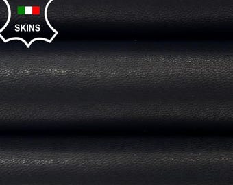 Delivered Duty Paid-BLACK VEGETABLE TAN Thick Soft Italian Lamb leather skin 6sqf 1.1mm #C7023