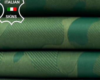 GREEN CAMOUFLAGE ARMY Laser Engraved Soft Italian Lambskin Sheep Lamb leather hide hides skin skins 4+sqf 0.8mm #C5680