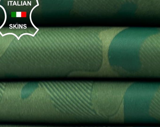 GREEN CAMOUFLAGE ARMY Laser Engraved Soft Italian Lambskin Sheep Lamb leather hide hides skin skins 4+sqf 0.8mm #C5680