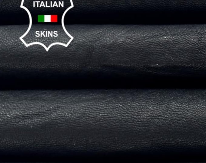 WASHED BLACK WRINKLED Vegetable Tan Thick Soft Italian Lambskin Sheep Lamb leather hide hides skin skins 5sqf 1.1mm #C6483