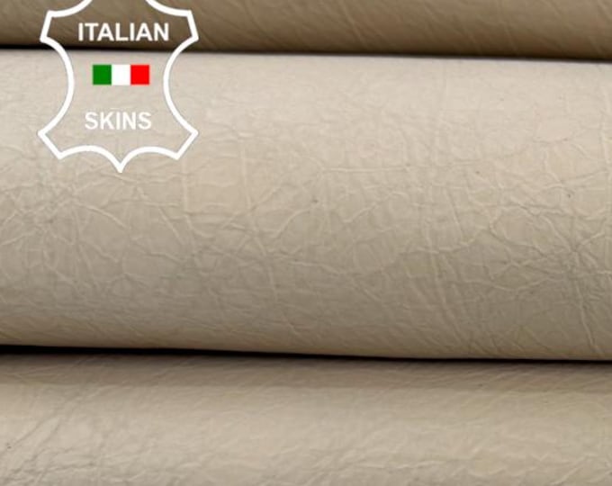 Delivered Duty Paid-CREAM CRACKED Crinkled Vintage Look Italian Goat leather skin 7sqf 1.0mm #C6873