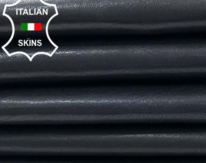MIDNIGHT BLUE BLACK Crinkled Soft Italian Calfskin Calf Cow Leather pack 2 hides skins total 14sqf 0.7mm #C3236