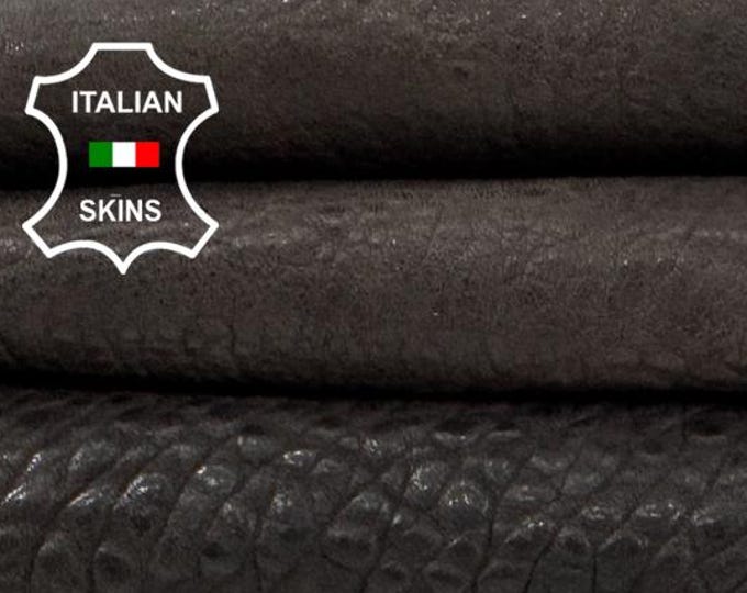 Delivered Duty paid -BROWN ANTIQUED Grainy Vegetable Tan Thick Soft Italian Lamb leather skin 5sqf 1.4mm #Z249
