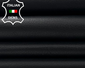 Delivered Duty Paid-MIDNIGHT BLACK GRAINY Thin Soft Italian Lambskin Sheep Lamb leather skin 7sqf 0.5mm #C5459