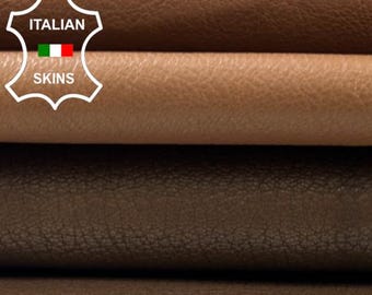 BROWN 2 SHADES Vegetable Tan Italian Goatskin Goat leather pack 2 hides skins total 6+sqf 0.8mm #C5613