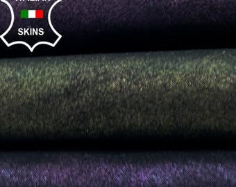 METALLIC HOLOGRAPHIC LAME Print On Nubuck Black Soft Italian Goatskin Goat leather hide hides skin skins 2+sqf 0.7mm #C5014