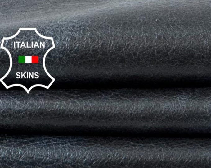 Free FedEx & Duties -  BLUE BLACK CRACKLE Vintage Look Soft Italian Lamb leather skin 5+sqf 0.8mm #Z477