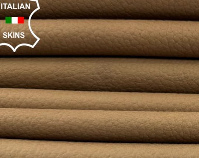 CAMEL BROWN PEBBLE Grainy Vegetable Tan Soft Italian Calf leather pack 8 skins total 50sqf 0.8mm #C7247