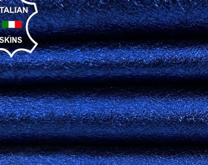 METALLIC OCEAN BLUE Thin Soft Italian Lamb leather skin 5sqf 0.6mm #C7339