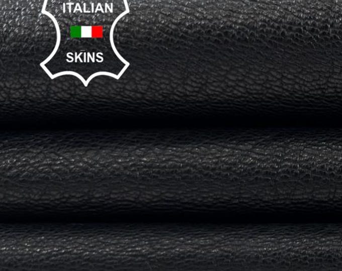Delivered Duty Paid-BLACK ROUGH VEGETABLE Tan Soft Italian Goat leather skin 4+sqf 0.9mm #C6992
