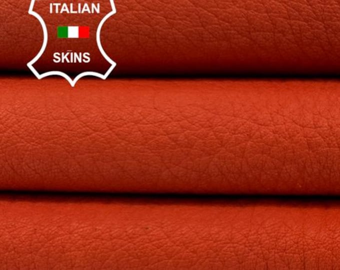 ORANGE GRAINY Vegetable Tan Thick Soft Italian Lambskin Sheep Lamb leather hide hides skin skins 6sqf 1.4mm #C4338