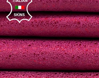 METALLIC WINE VINTAGE Look Crinkled Cracked Washed Thick Soft Italian Lambskin Sheep Lamb leather pack 2 hides total 12sqf 1.3mm #C5630