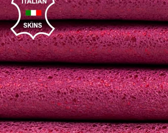 METALLIC WINE VINTAGE Look Crinkled Cracked Washed Thick Soft Italian Lambskin Sheep Lamb leather pack 2 hides total 12sqf 1.3mm #C5630
