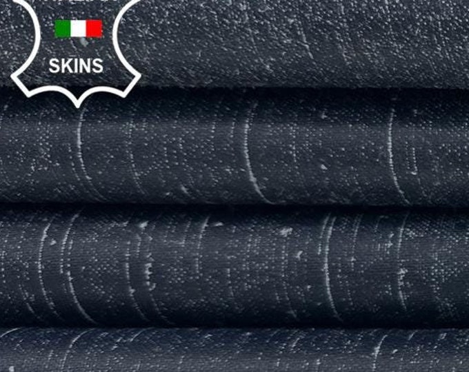 MIDNIGHT BLUE DENIM Print On Vintage Look Soft Italian Lambskin Lamb Sheep Leather hide hides skin skins 8+sqf 0.8mm #C3295
