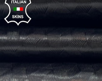 JET BLACK CUBES Print Shiny Strong Italian Goatskin Goat leather hide hides skin skins 4sqf 0.7mm #C6284