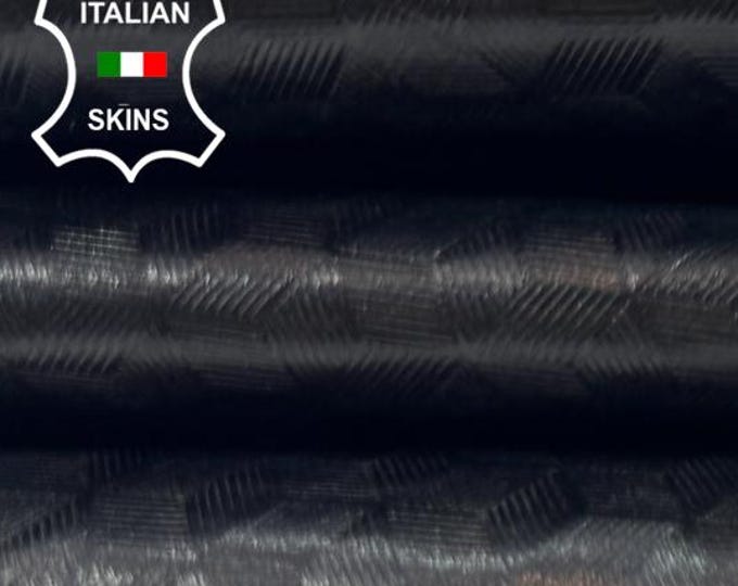 JET BLACK CUBES Print Shiny Strong Italian Goatskin Goat leather hide hides skin skins 4sqf 0.7mm #C6284