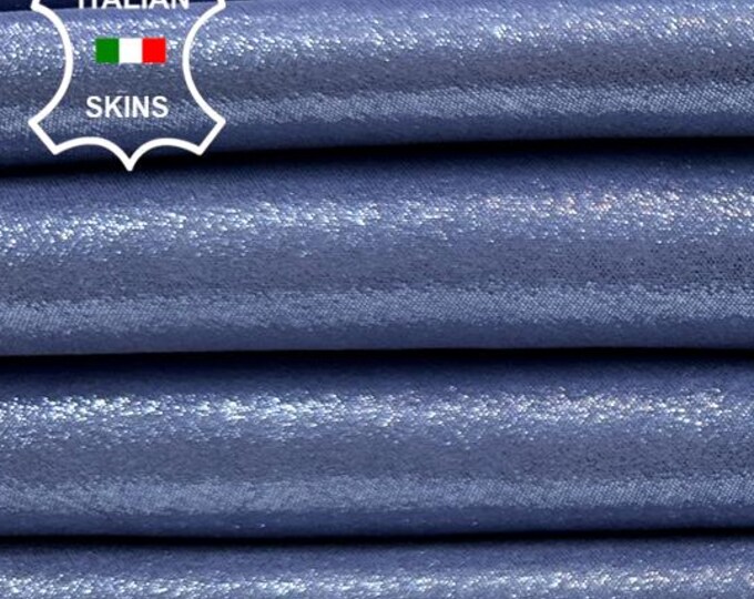 METALLIC PURPLISH BLUE Shimmer Lame Italian Lambskin Sheep Lamb Leather pack 3 hides skins total 13+sqf 1.0mm #C4805