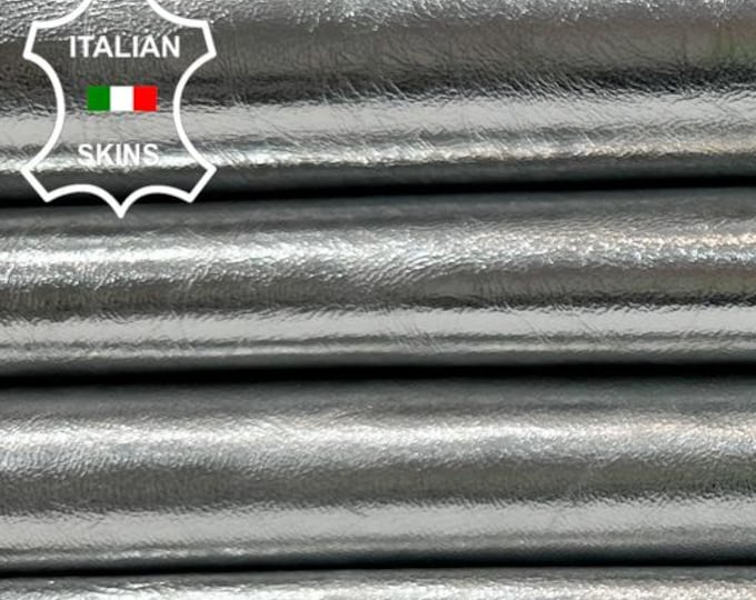 METALLIC SILVER SHINY Crinkled Soft Italian Goatskin Goat leather pack 2 hides skins total 10sqf 0.9mm #C3906