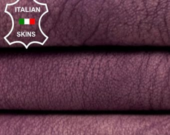 PURPLE NUBUCK Rough Stonewash Vintage Used Look Vegetable Tan Thick Soft Italian Goatskin Goat leather hides skin skins 4+sqf 1.4mm #C5323
