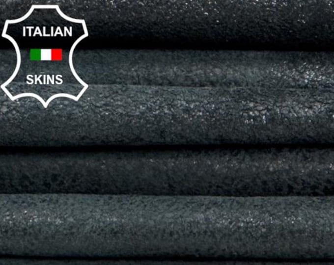 Delivered Duty paid - ANTHRACITE BLACK Very Vintage Look Thick Soft Italian Lamb leather pack 2 skins total 12+sqf 1.1mm #C7532