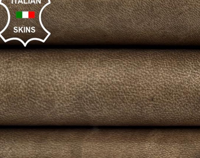 Delivered Duty Paid-BROWN Vintage Look Vegetable Tan Thick Soft Italian Lamb leather skin 7sqf 1.1mm #C6966