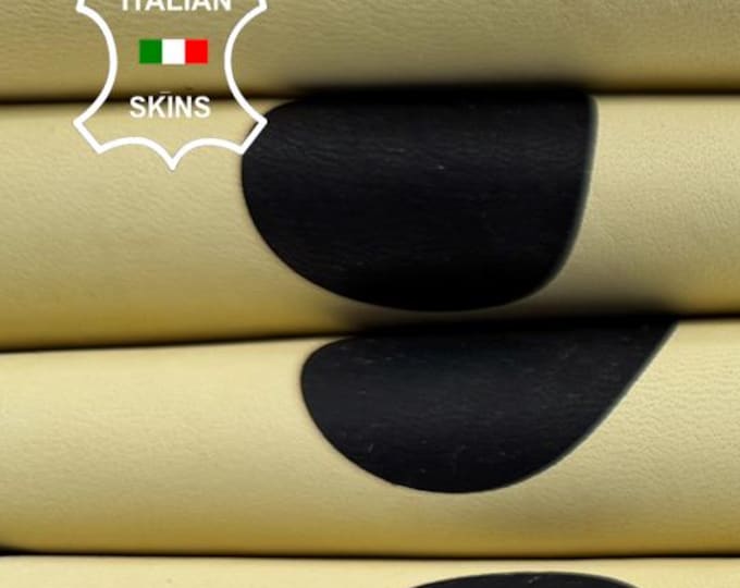 BLACK CIRCLES Print On IVORY Thick Soft Italian Lambskin Sheep Lamb leather hide hides skin skins 5+sqf 1.1mm #C6383