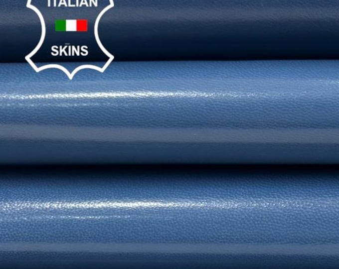 BLUE SHINY Strong Italian Goatskin Goat Leather pack 2 hides skins total 5+sqf 0.7mm #C4784