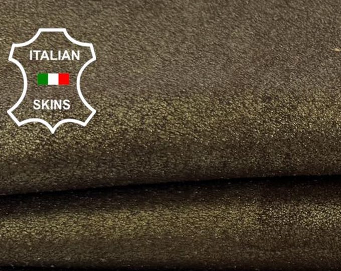 Delivered Duty paid - METALLIC OLD BRONZE Crackled On Vegetable Tan Thick Soft Italian Goat leather skin 6sqf 1.5mm #Z529