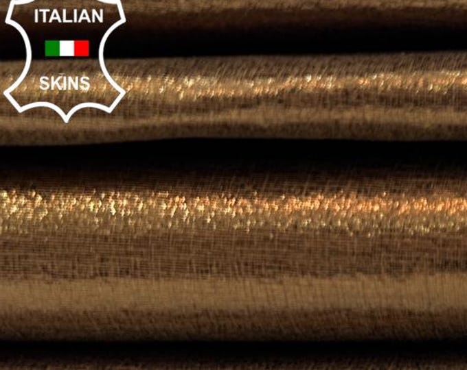 METALLIC BROWN BRONZE Shimmer Lame Print Italian Goatskin Goat leather pack 2 hides skins total 5sqf 0.9mm #C5741