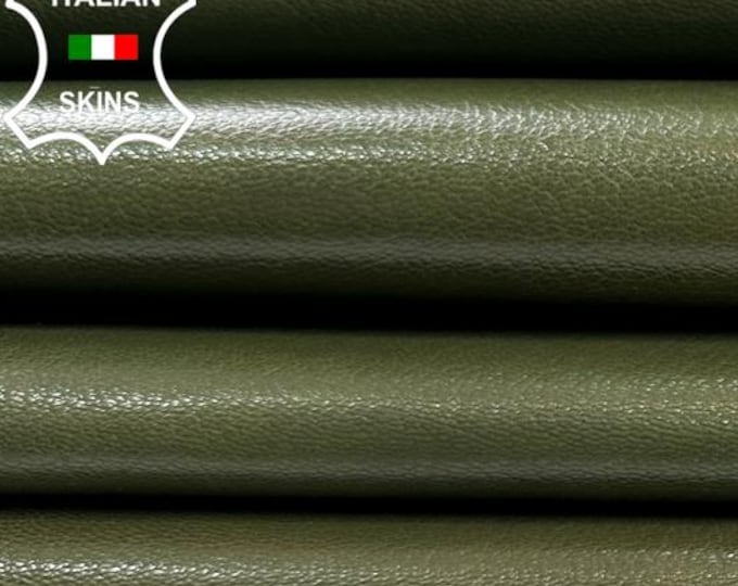 GREEN VEGETABLE TAN Rough Semi Shiny Italian Goatskin Goat leather pack 2 hides skins total 6+sqf 1.0mm #C3973
