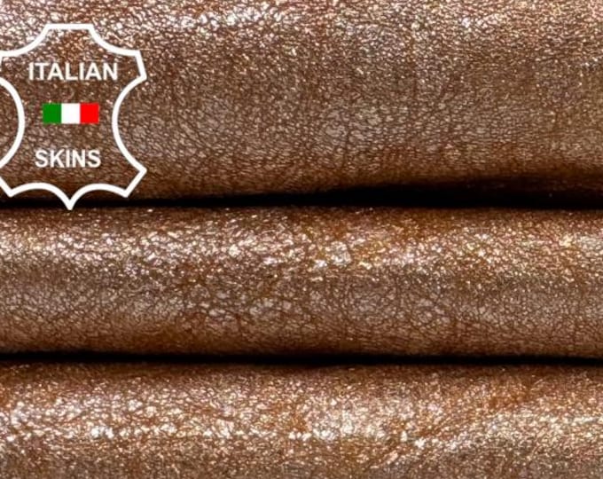 WASHED PATENT COPPER Pearlised Vegetable Tan Thick Goat leather skin 5sqf 1.3mm #C7413