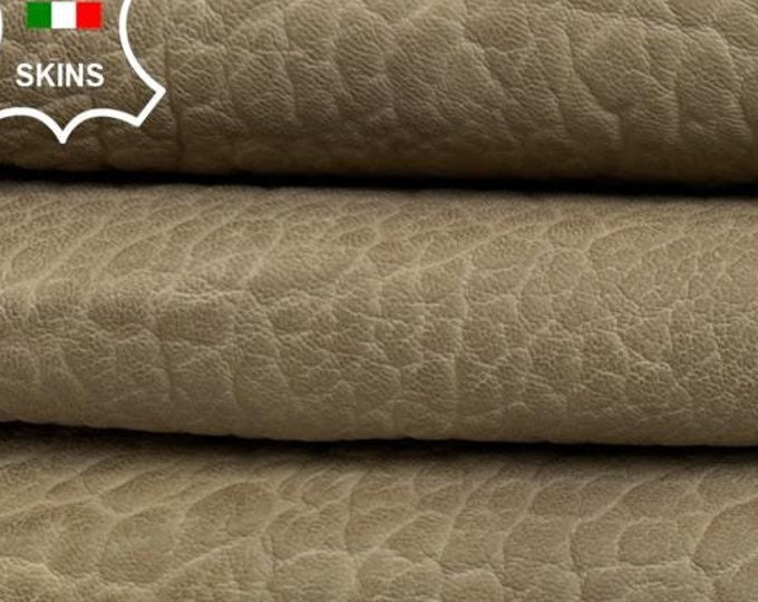 BEIGE BUBBLY GRAINY Vegetable Tan Vintage Look Thick Soft Italian Lambskin Sheep Lamb Leather hide hides skin skins 4+sqf 1.9mm #C2761