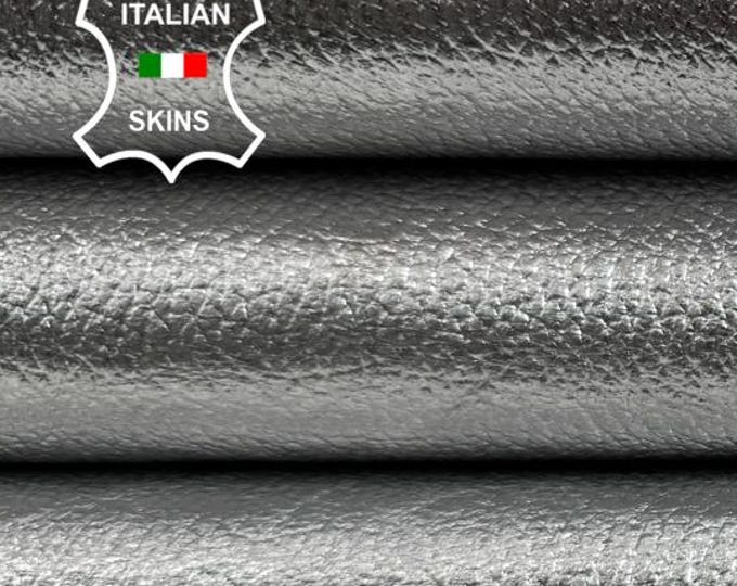 METALLIC SILVER PEBBLE Grainy Italian Goatskin Goat leather hide hides skin skins 5+sqf 0.7mm #C6078