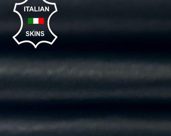 Delivered Duty Paid-JET BLACK GRAINY Soft Italian Lambskin Sheep Lamb leather skin 5sqf 0.7mm #C5421
