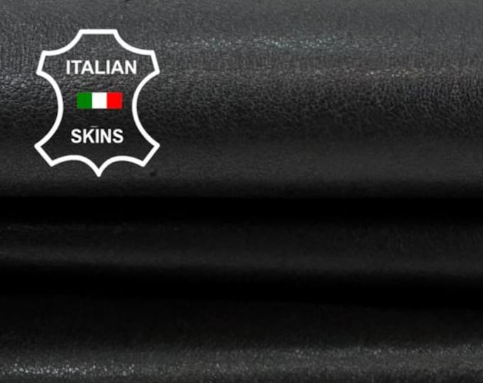 Delivered Duty paid - BLACK WASHED Vegetable Tan Soft Italian Goatskin Leather skin 5sqf 1.0mm #C7788