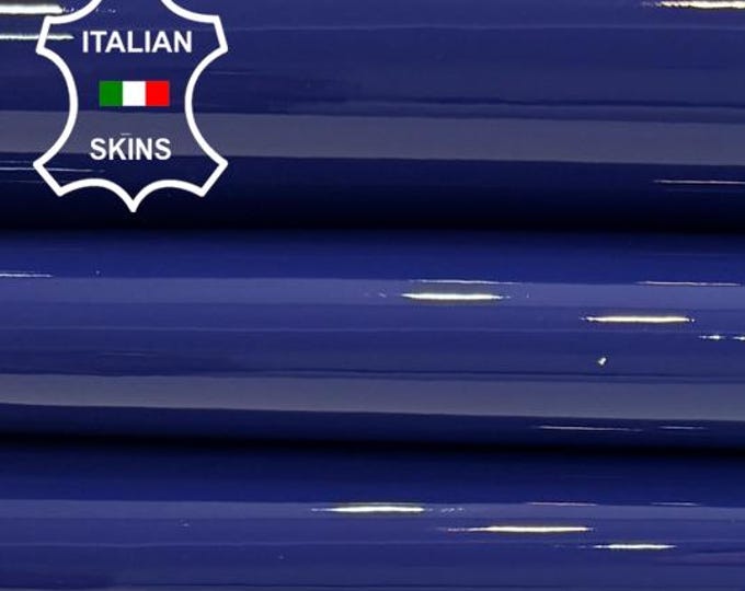 Delivered Duty paid - PATENT INK BLUE Shiny Thick Strong Italian Calf leather pack 17 skins total 65+sqf 1.1mm #Z484