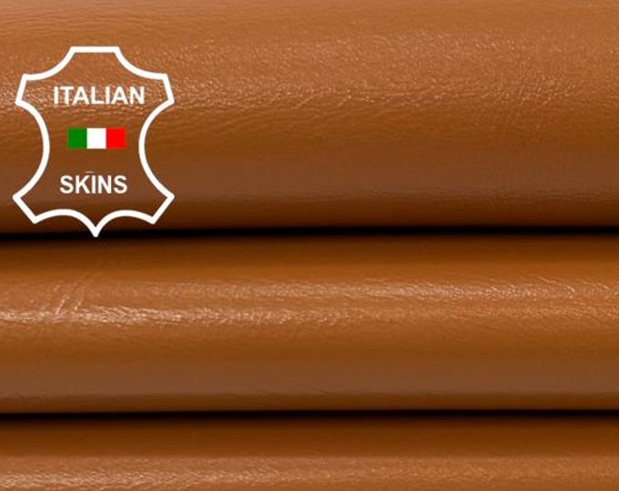 Delivered Duty paid - TAN SEMI SHINY Italian Metis Lambskin Lamb Leather skin 6sqf 0.9mm #Z524