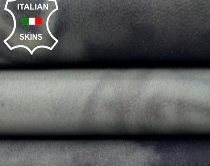 BLUE TIE DYE Distressed On Greenish Vintage Look Thin Soft Italian Lambskin Sheep Lamb Leather hide hides skin skins 4sqf 0.4mm #C6259