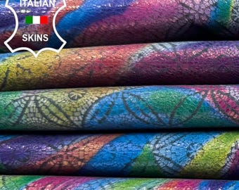 MULTICOLOR SHIMMER PRINT Italian Goatskin Goat leather pack 2 hides skins total 6sqf 0.7mm #C6423