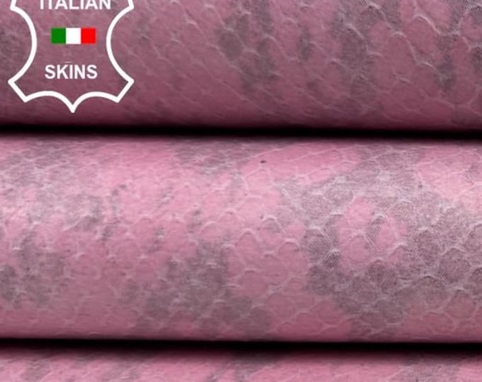 PINK SNAKE Print On Italian Calfskin Cow Calf Leather hide hides skin skins 6+sqf 1.0mm #C6467